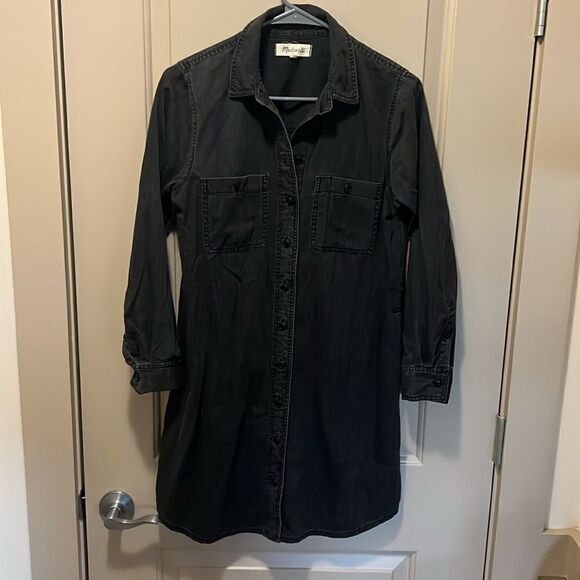 Gorgeous Madewell Black Denim Shirtdress Small Excellent Condition - Picture 2 of 8